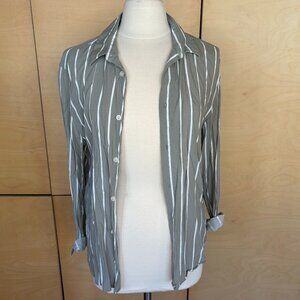 H&M Sage Green and White Stripe Button Down - Size M